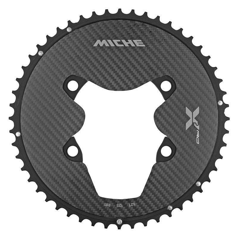 Plateau route Miche 110 mm 4 branches pour Shimano Ultegra R8100 12 v – 52 alu-carbone 3K