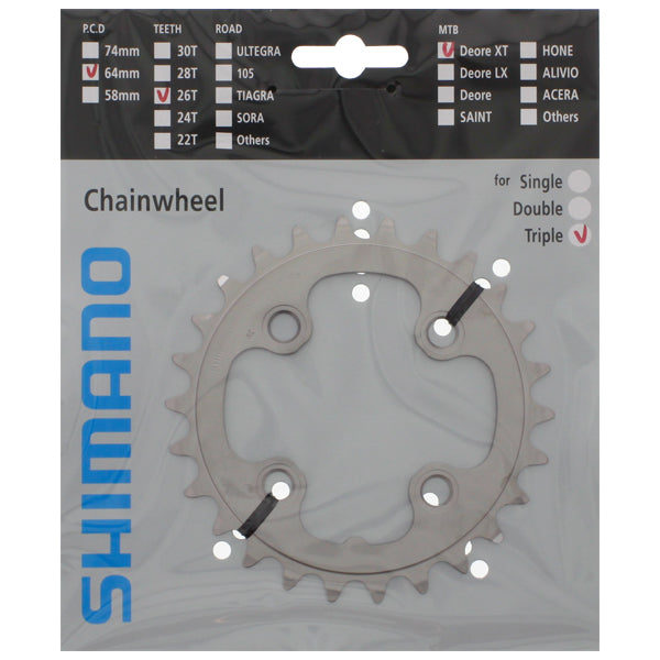 SHIMANO Plateau 26D Deore XT FC-M771 Argt