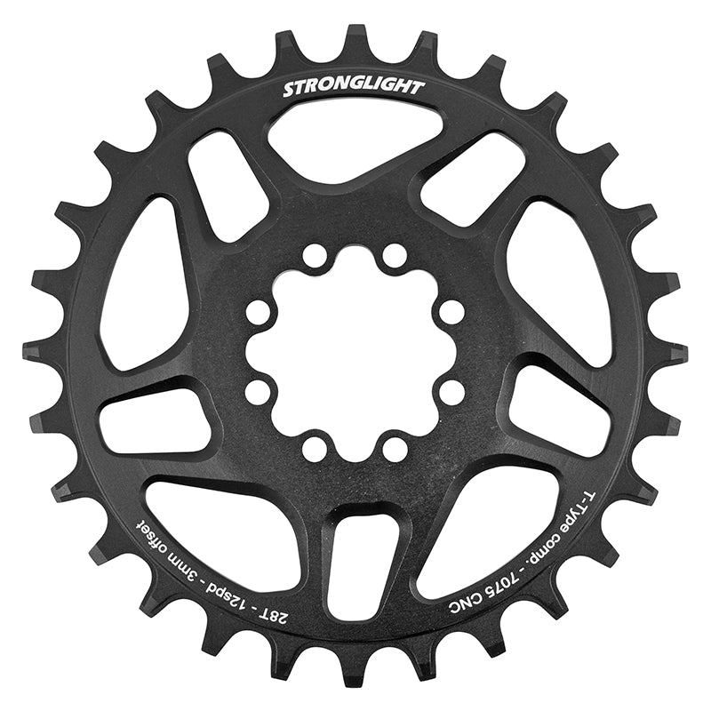 Plateau VTT Stronglight Direct Mount 8 trous pour SRAM SX-NX-GX mono noir 12 v narrow wide déport 3 mm – 28 dents