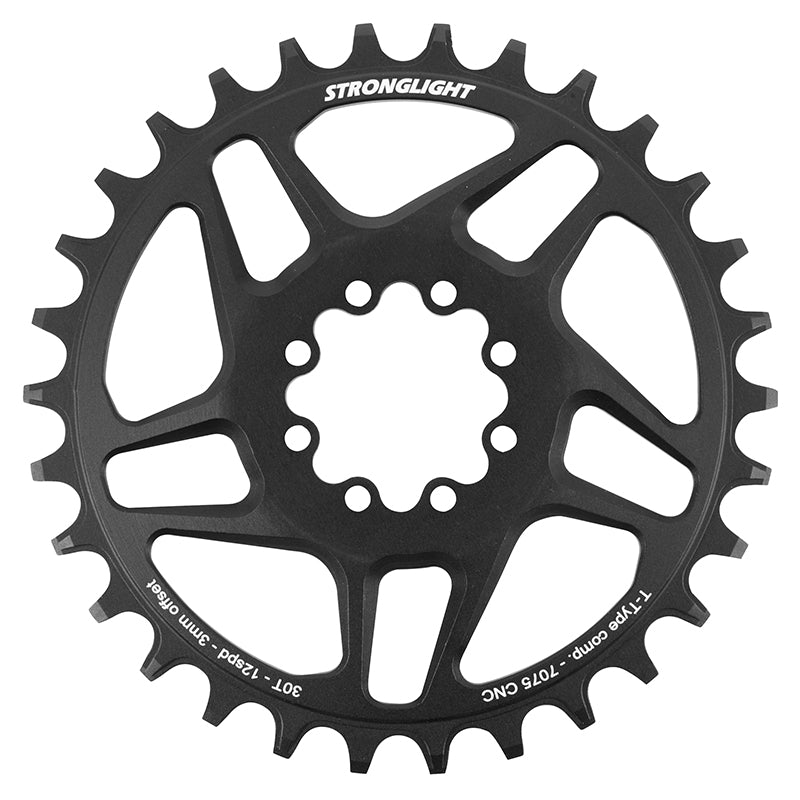 Plateau VTT Stronglight Direct Mount 8 trous pour SRAM SX-NX-GX mono noir 12 v narrow wide déport 3 mm – 30 dents
