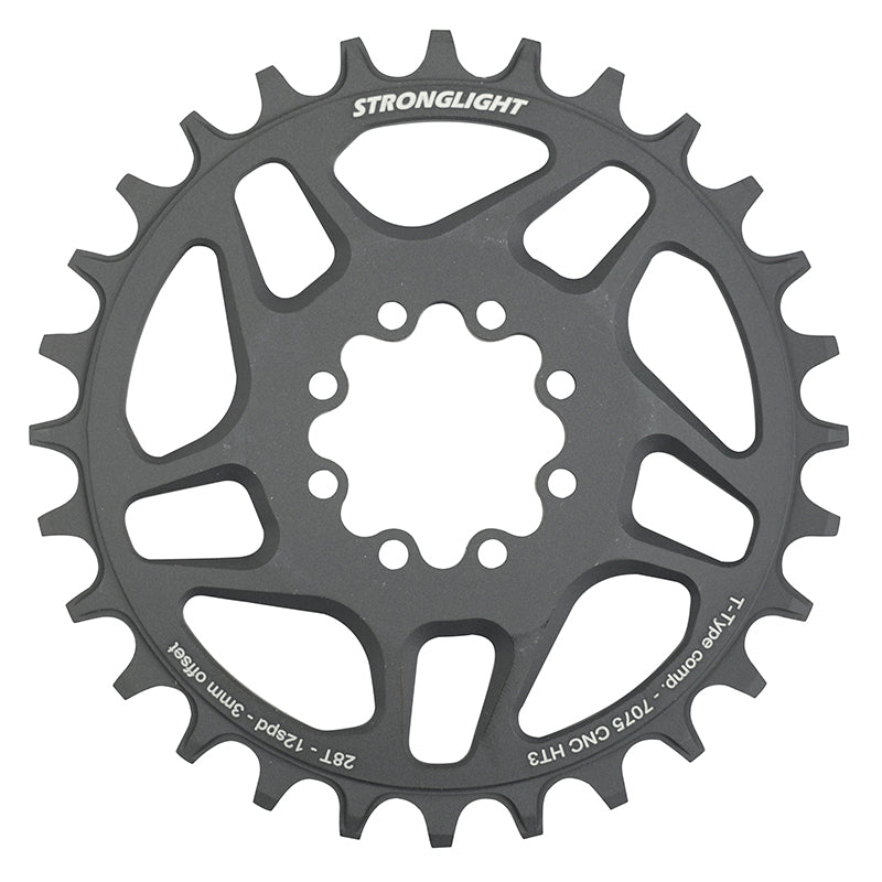 Plateau VTT Stronglight Direct Mount 8 trous pour SRAM X01-XX1 mono noir HT3 12 v narrow wide déport 3 mm – 28 dents