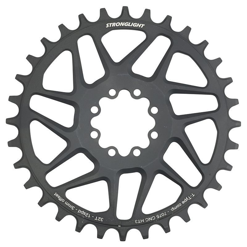 Plateau VTT Stronglight Direct Mount 8 trous pour SRAM X01-XX1 mono noir HT3 12 v narrow wide déport 3 mm – 32 dents