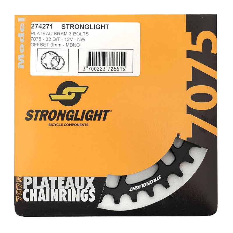Plateau VTT Stronglight Direct Mount 3 trous pour SRAM SX-NX-GX-X01-XX1 mono noir 12 v narrow wide – 32 dents – vue 5