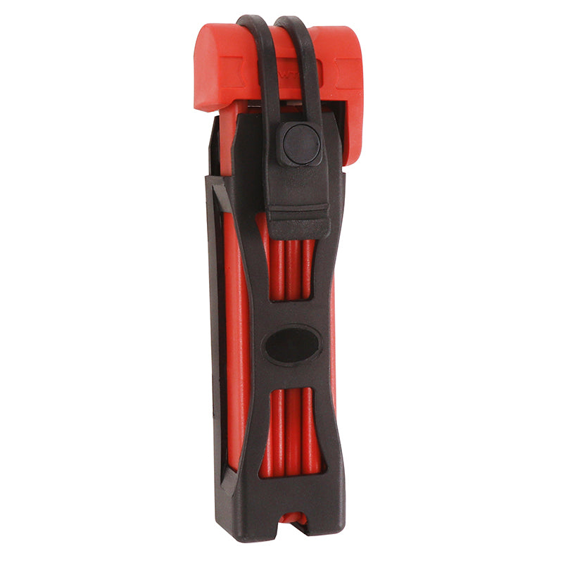 Antivol pliant à clé Newton 6 mm 85 cm rouge avec support