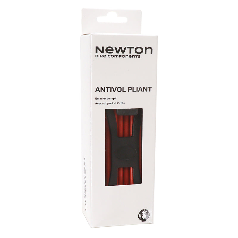 Antivol pliant à clé Newton 6 mm 85 cm rouge avec support – vue 6