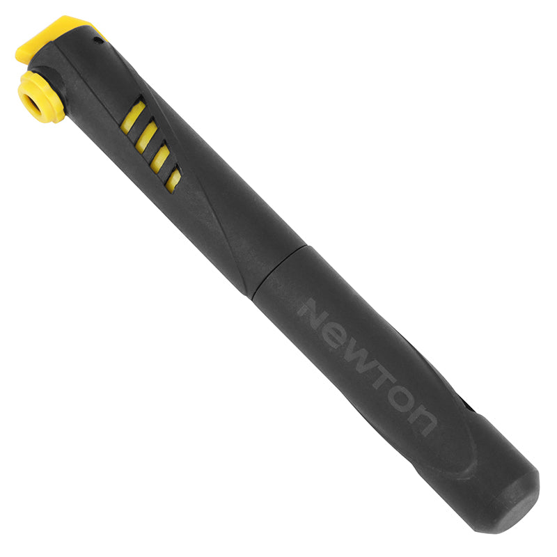 Mini pompe route-VTT Newton résine 8 bars 205 mm avec fixation porte-bidon – Noir-jaune