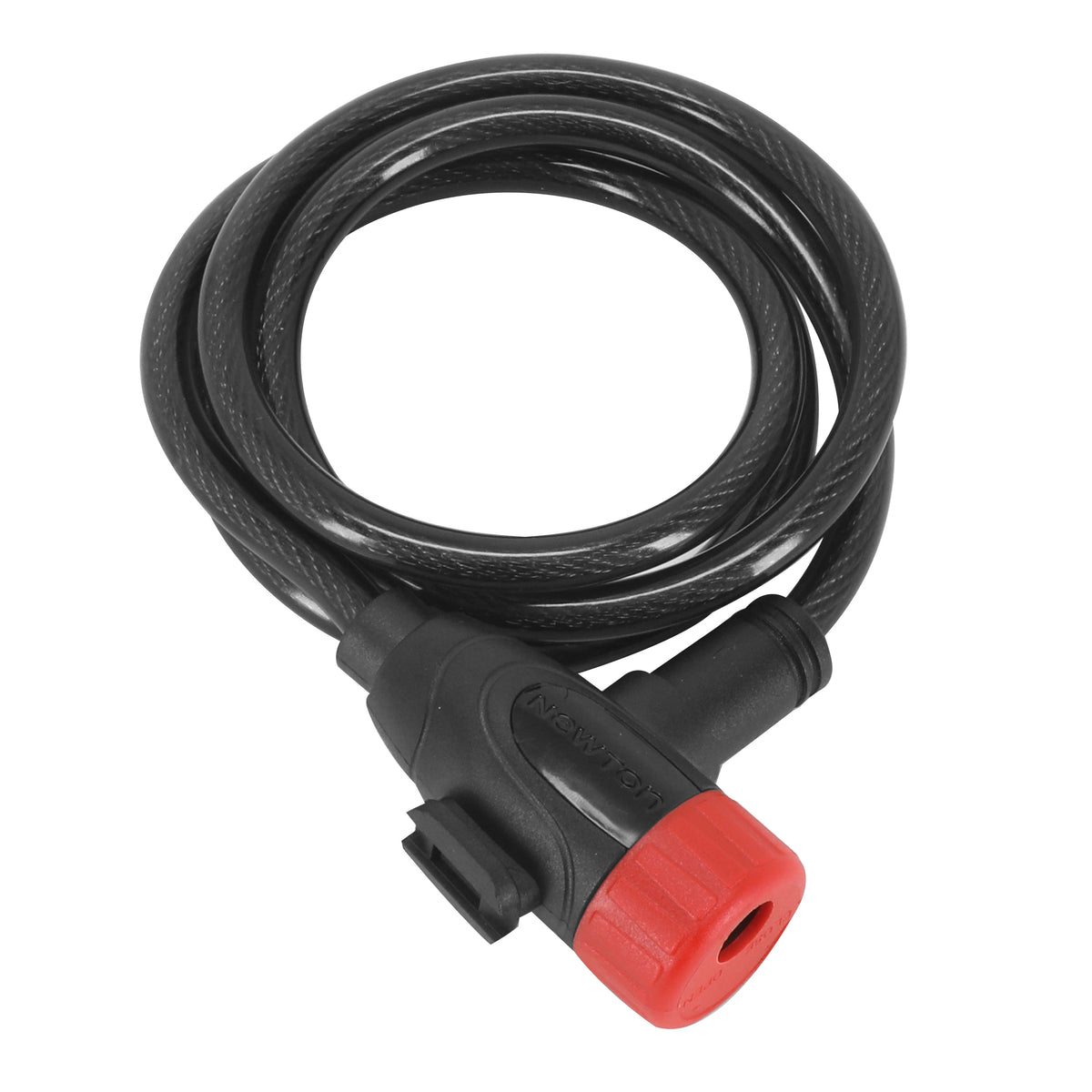 Antivol spirale à clé Newton Ø 8 mm noir-rouge avec support – 1,20 m