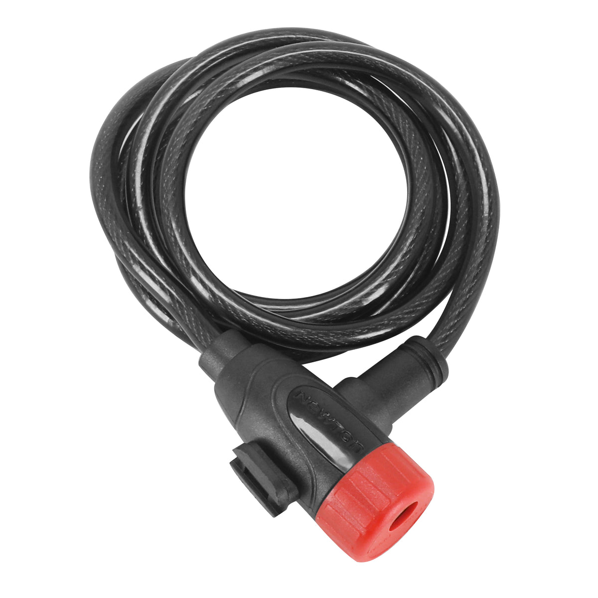 Antivol spirale à clé Newton Ø 8 mm noir-rouge avec support – 1,50 m