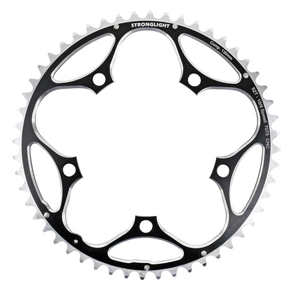 Plateau route Stronglight 5 branches 130 mm extérieur noir-argent 9-10 v – 52 dents