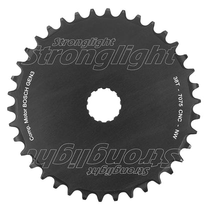 Plateau VAE Stronglight Direct Mount pour Bosch 3e gén. mono noir narrow wide déport 1.5 mm plein avec rondelle de déport – 38 dents