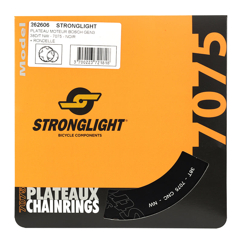Plateau VAE Stronglight Direct Mount pour Bosch 3e gén. mono noir narrow wide déport 1.5 mm plein avec rondelle de déport – 38 dents – vue 6