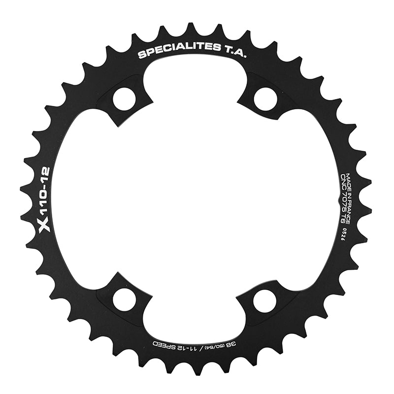 Plateau route TA X110 4 br. 110 mm pour Shimano 105-Ultegra-Dura-Ace 12 v intérieur noir – 38 dents