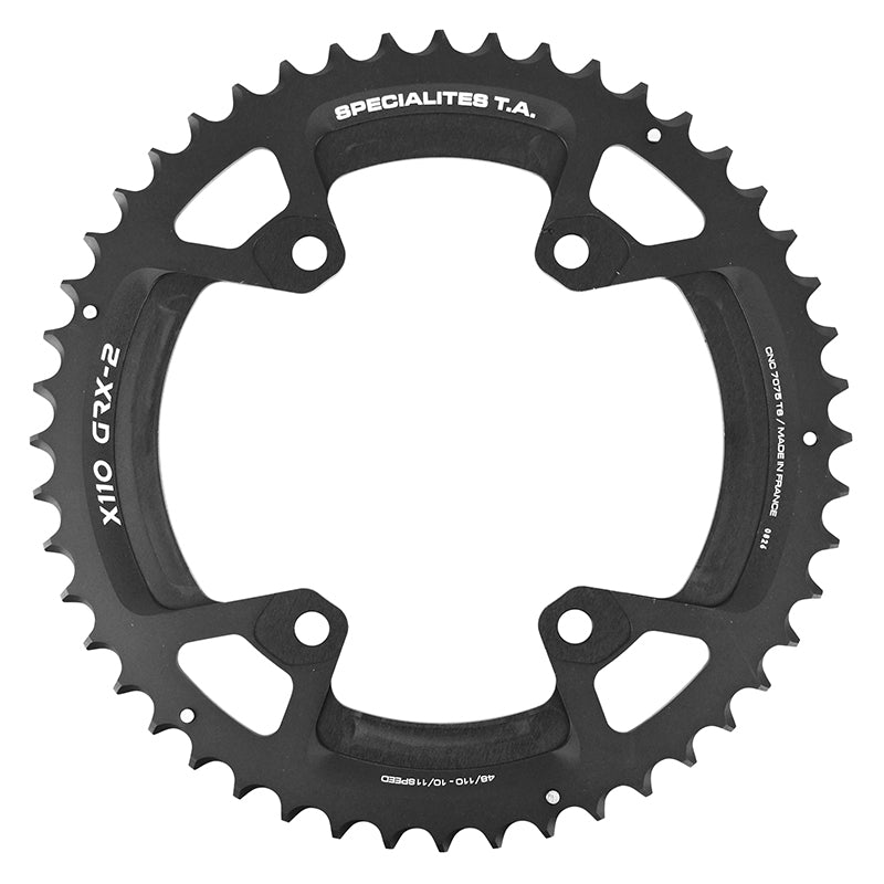 Plateau gravel TA X110 4 br. 110 mm pour Shimano GRX extérieur double noir 10-11 v – 48 dents
