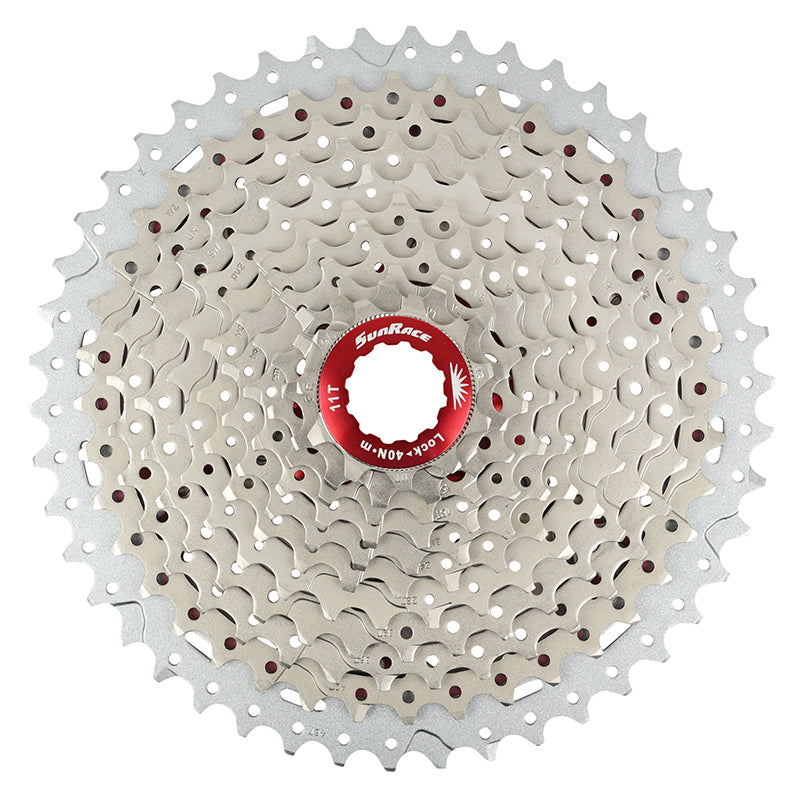 Cassette VTT Sunrace MX8 11 vitesses compatible Shimano – 11-46 Argent