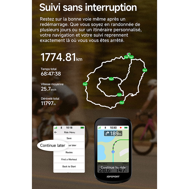 GPS compteur iGPSport BSC500 couleur tactile 3,3" cartographie – vue 5