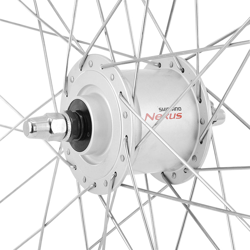 Roue avant VTC 700 Mach1 ER10 argent moyeu dynamo Shimano 3 W – vue 3