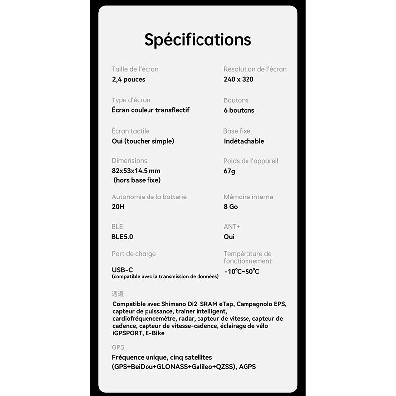 GPS compteur iGPSport BSC300T couleur tactile cartographie – vue 31