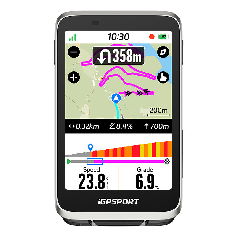 GPS compteur iGPSport BiNavi couleur tactile cartographie – Argent