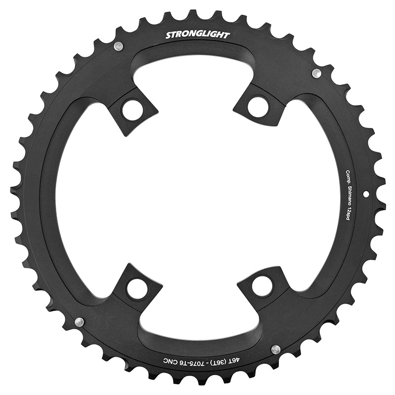 Plateau route Stronglight 4 branches 110 mm pour Shimano 105-Ultegra-Dura-Ace extérieur double noir 12 v – 46 36