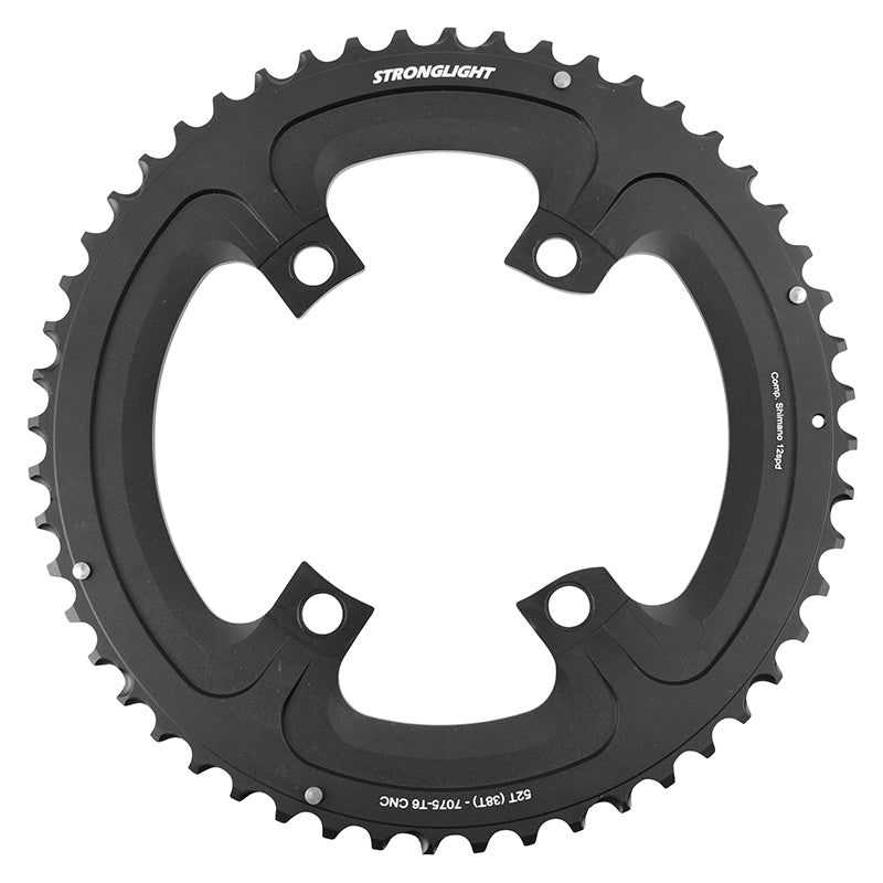 Plateau route Stronglight 4 branches 110 mm pour Shimano 105-Ultegra-Dura-Ace extérieur double noir 12 v – 52 38