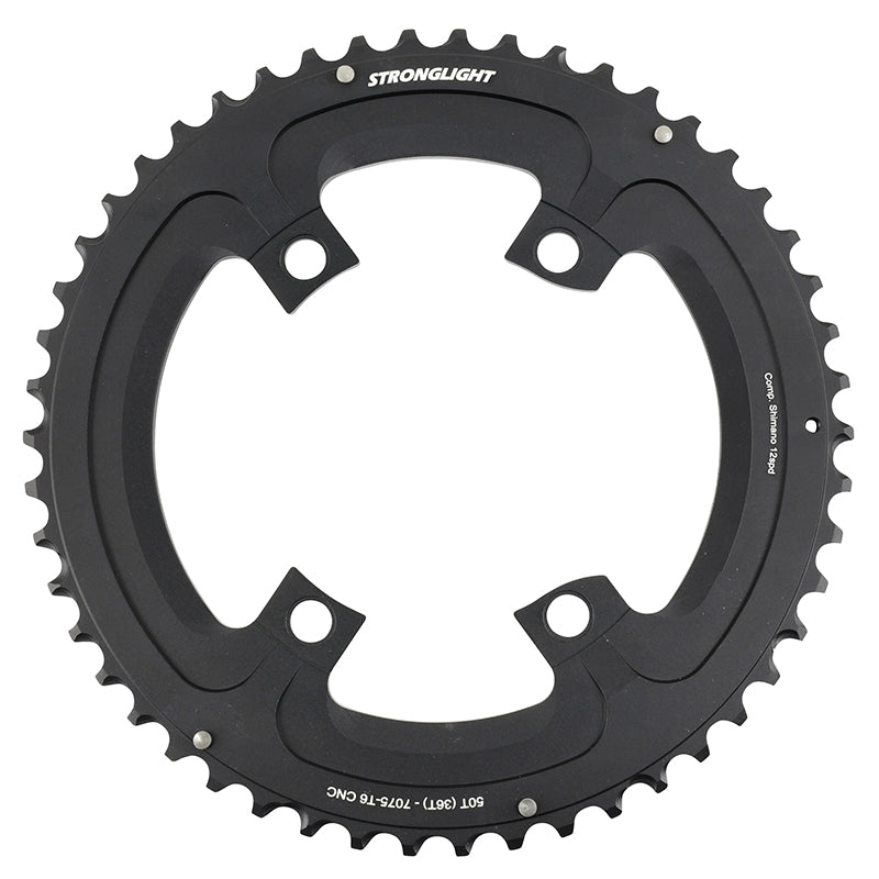 Plateau route Stronglight 4 branches 110 mm pour Shimano 105-Ultegra-Dura-Ace extérieur double noir 12 v – 50 36
