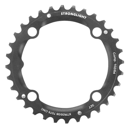 Plateau VTT Stronglight 4 branches 102 mm pour Shimano XTR FC960 milieu triple noir 9 v – 32 dents