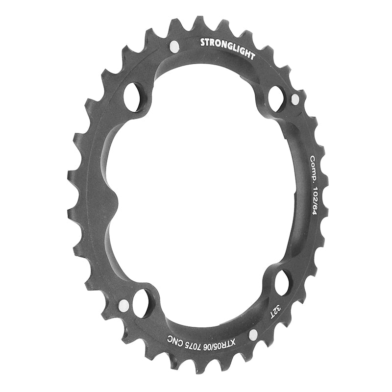 Plateau VTT Stronglight 4 branches 102 mm pour Shimano XTR FC960 milieu triple noir 9 v – 32 dents – vue 3
