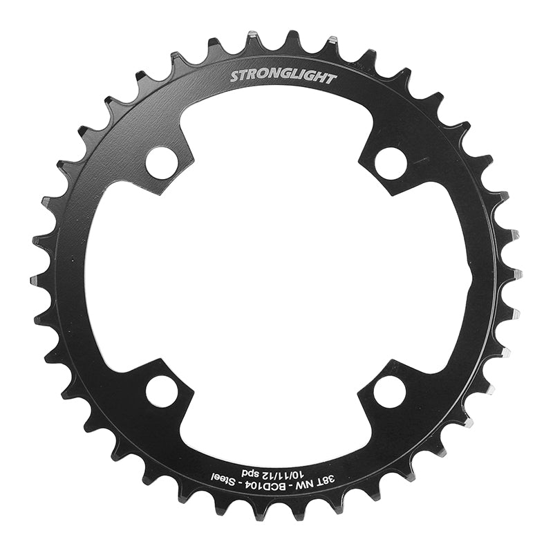 Plateau VAE Stronglight 4 branches 104 mm universel VAE mono noir acier 12-11-10 v narrow wide – 38 dents
