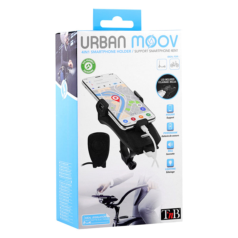 Support smartphone Urban Moov 4 en 1 éclairage, sonnette et power bank – vue 7