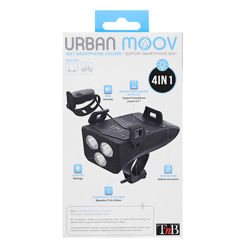 Support smartphone Urban Moov 4 en 1 éclairage, sonnette et power bank – vue 9