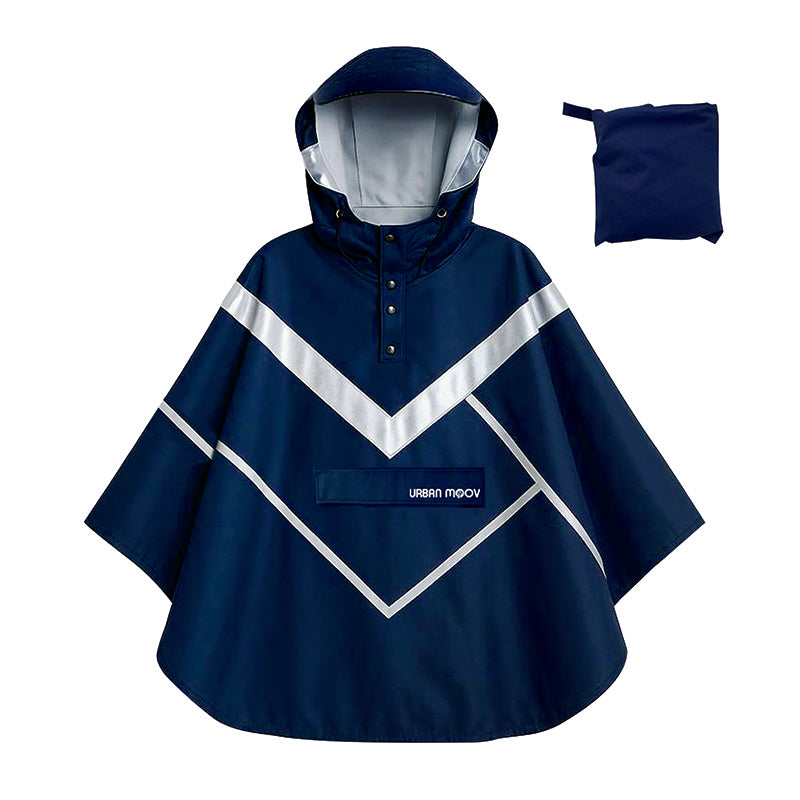 Poncho de pluie Urban Moov Premium bleu marine réfléchissant – L