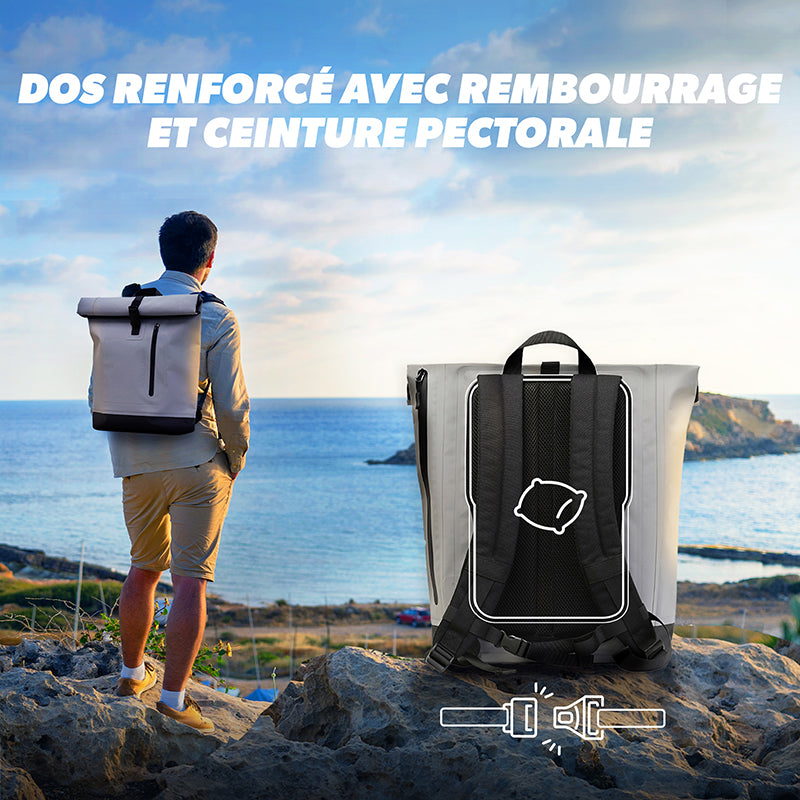 Sac à dos vélo Urban Moov Rollup 25 L gris – vue 8