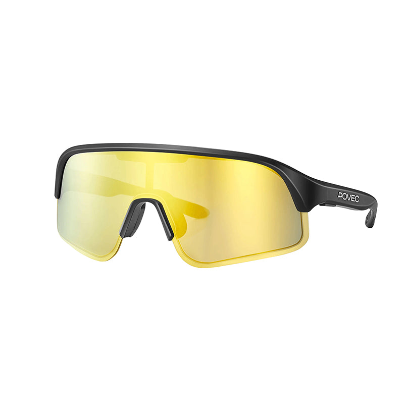 Lunettes vélo Povec C1 verres électrochromiques tactiles – Noir mat – or