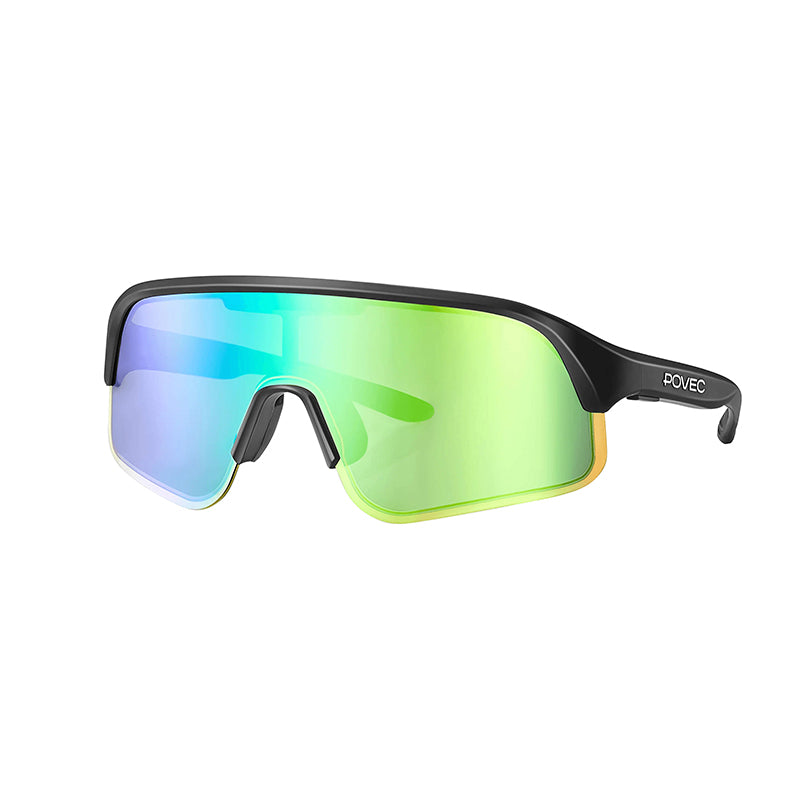 Lunettes vélo Povec C1 verres électrochromiques tactiles – Noir mat – vert