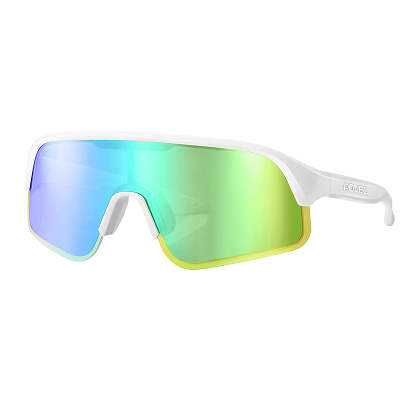Lunettes vélo Povec C1 verres électrochromiques tactiles – Blanc – vert
