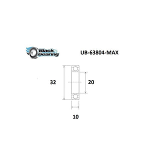 Roulement 63804-2RS 20 x 32 x 10 mm BLACKBEARING
