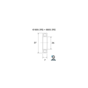 Roulement 7805-2RS 25 x 37 x 7 mm BLACKBEARING