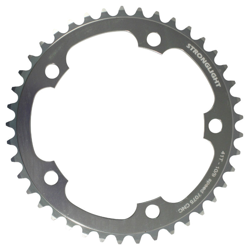 Plateau route Stronglight 5 branches 130 mm type Shimano intérieur argent 9-10 v – 41 dents
