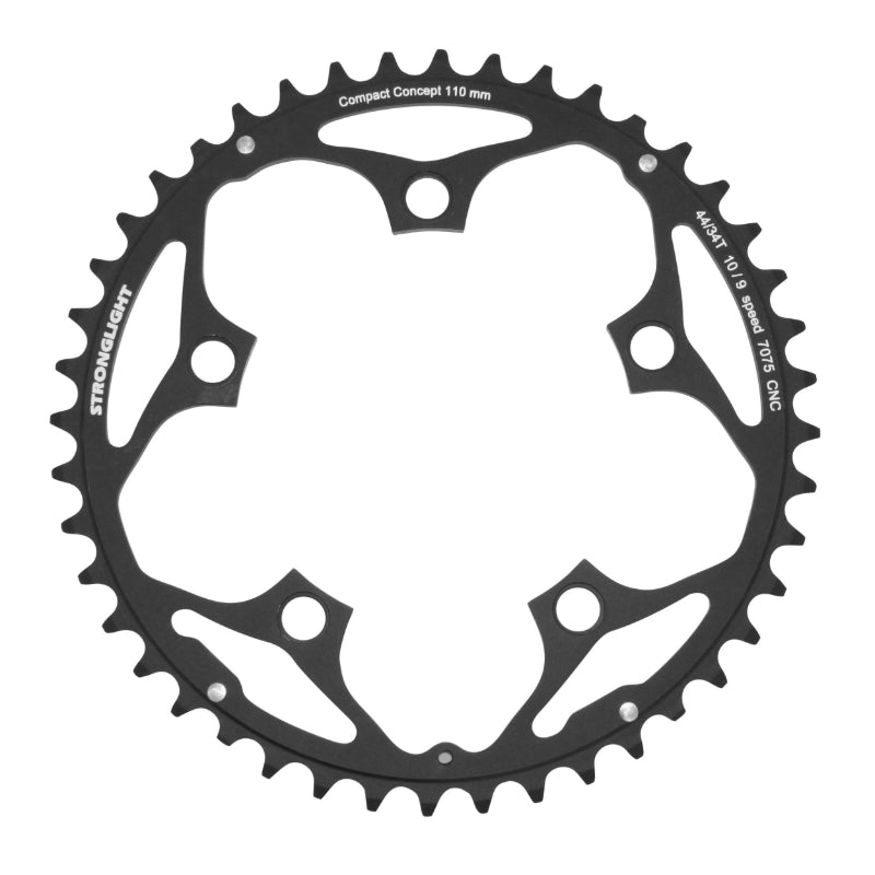 Plateau route Stronglight 5 branches 110 mm type Shimano intérieur noir 9-10 v – 44 dents