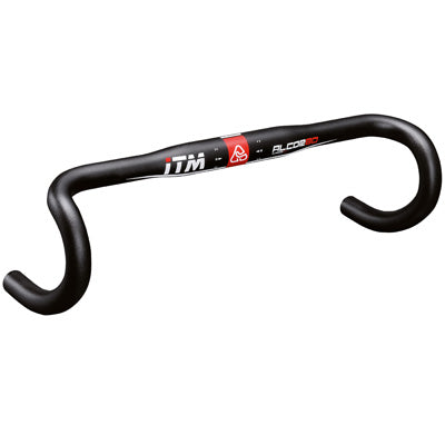 Cintre route ITM Alcor alu noir 31,8 mm déco rouge-blanc – 46 cm