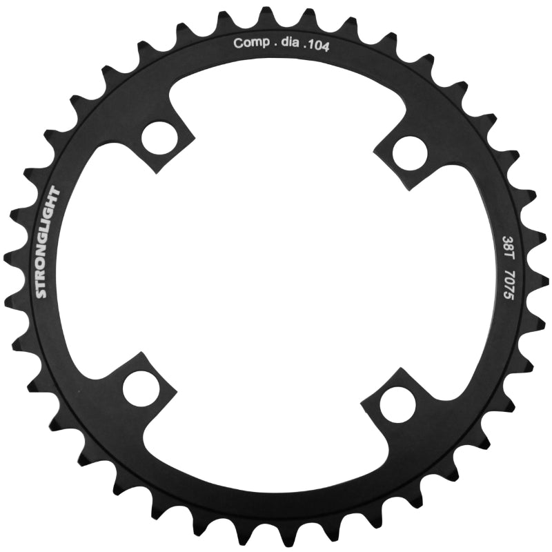 Plateau VTT Stronglight 4 branches 104 mm mono noir 8-9 v ép. 3,5 mm – 38 dents