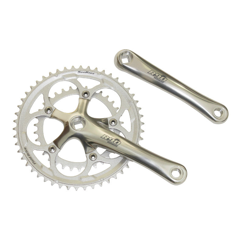 Pédalier route Sunrace R96 8-10 vitesses compact argent 170 mm 50-34 axe carré