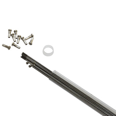 Rayons inox argent 2 mm tête coudée avec écrous (tube de 10) – 278 mm
