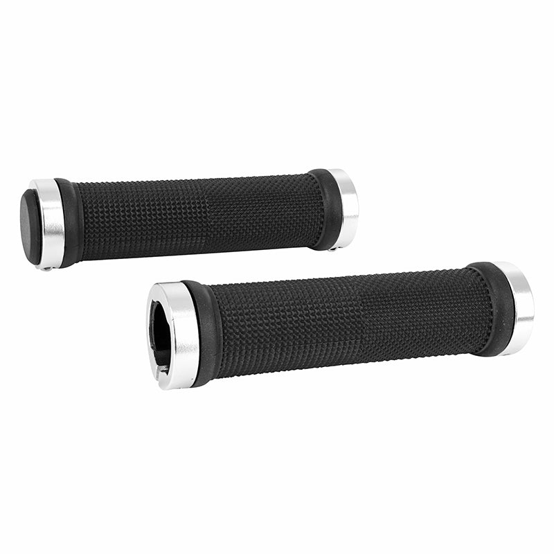 Poignées city-VTT Newton Grip Diamants noires double collier argent 130 mm (paire)