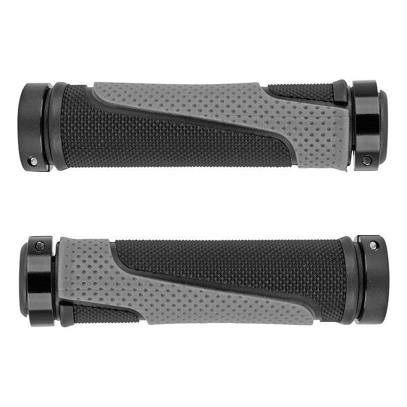 Poignées city-VTT Newton bi-matière noir-gris double collier 130 mm (paire) – vue 3