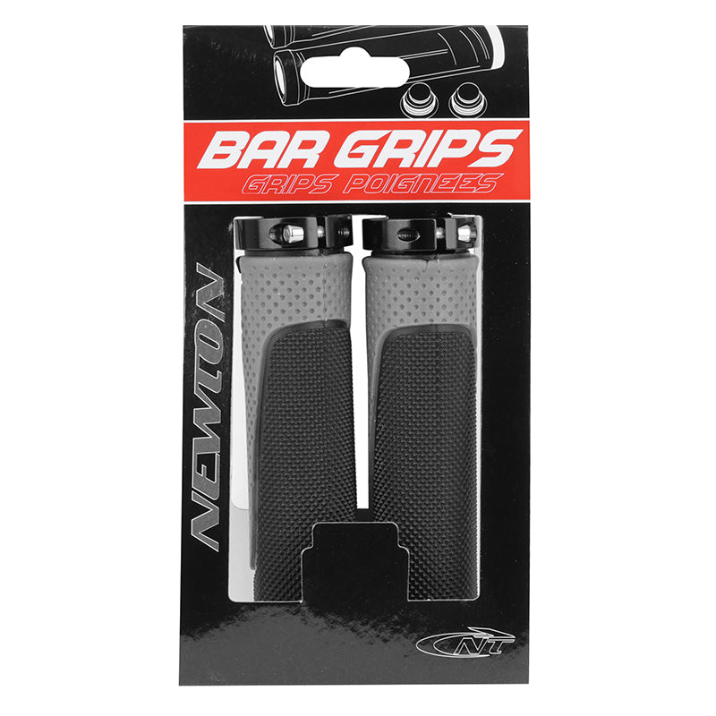 Poignées city-VTT Newton bi-matière noir-gris double collier 130 mm (paire) – vue 4