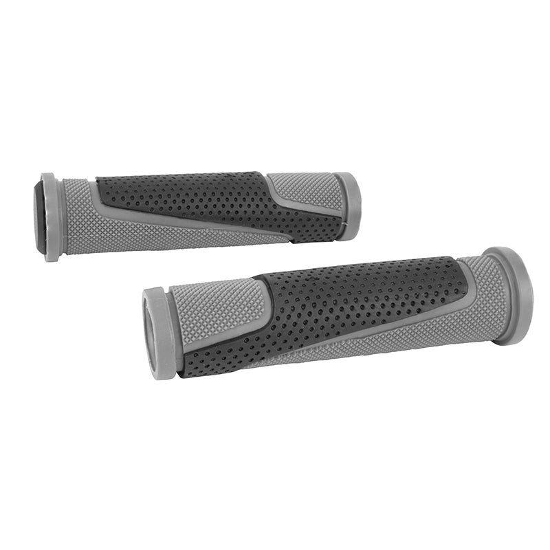 Poignées VTT Newton bi-matière 130 mm (paire) – Gris-noir