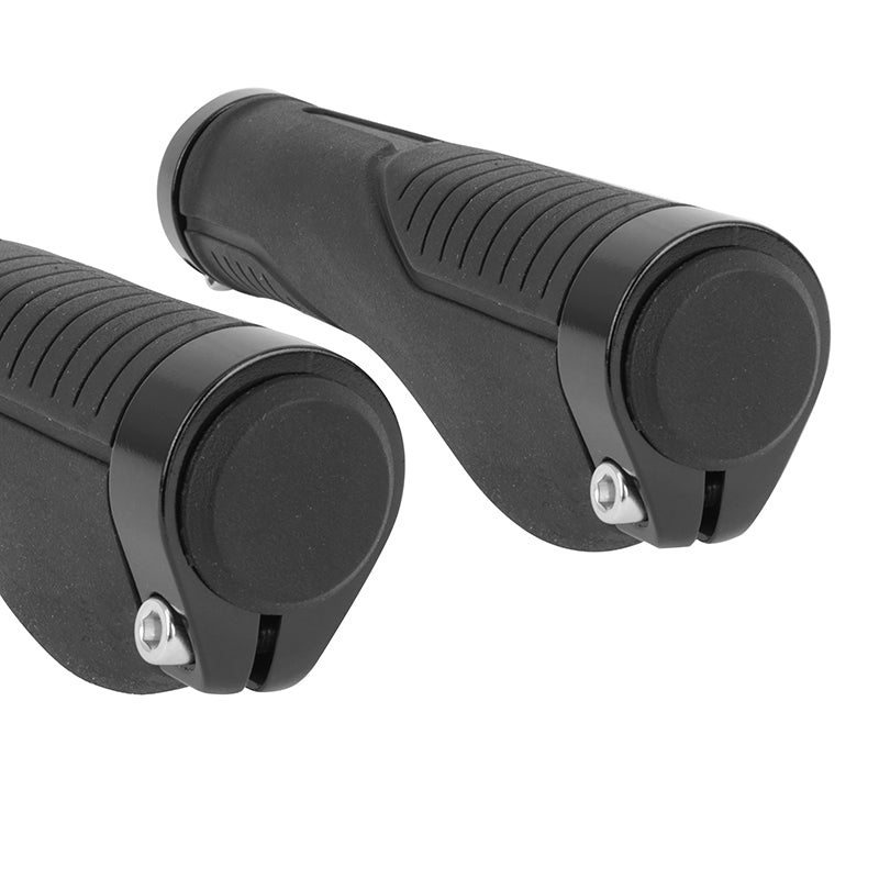 Poignées ergonomiques city-VTT Newton bi-matière noires double collier 140 mm (paire) – vue 2
