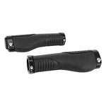 Poignées ergonomiques city-VTT Newton bi-matière noires double collier 140 mm (paire)