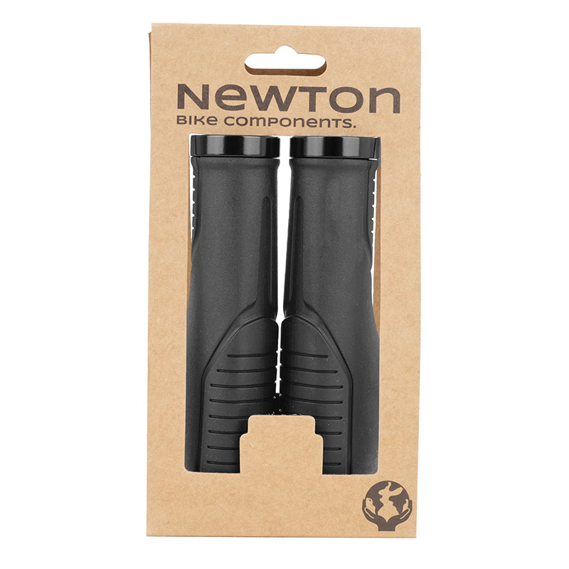 Poignées ergonomiques city-VTT Newton bi-matière noires double collier 140 mm (paire) – vue 4